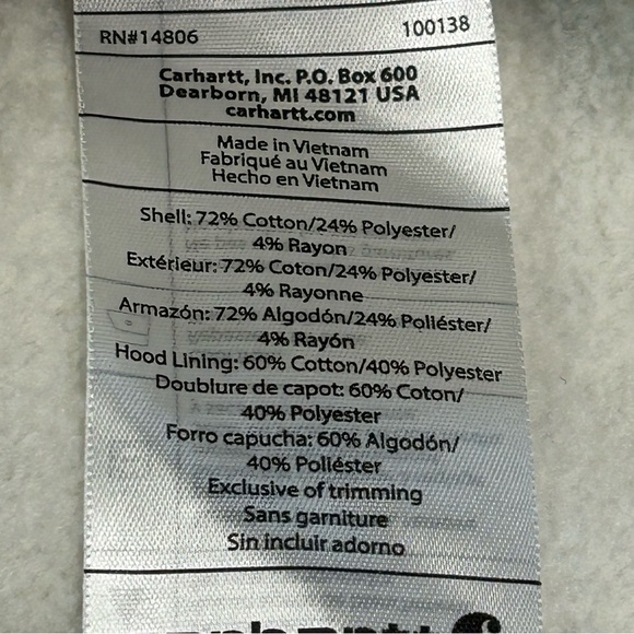 Carhartt Clarksburg Hoodie Sweatshirt Adult Size S Pullover Fleece Pocket Gray - Picture 11 of 11